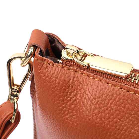 Універсальна жіноча сумка-клатч з двома ременями з натуральної шкіри Руда (Vintage) Київ