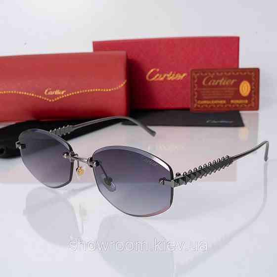 Жіночі сонцезахисні безоправні окуляри Cartier (803) silver Київ