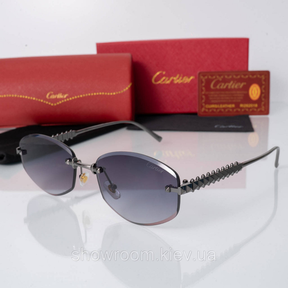 Жіночі сонцезахисні безоправні окуляри Cartier (803) silver Київ - фото 1