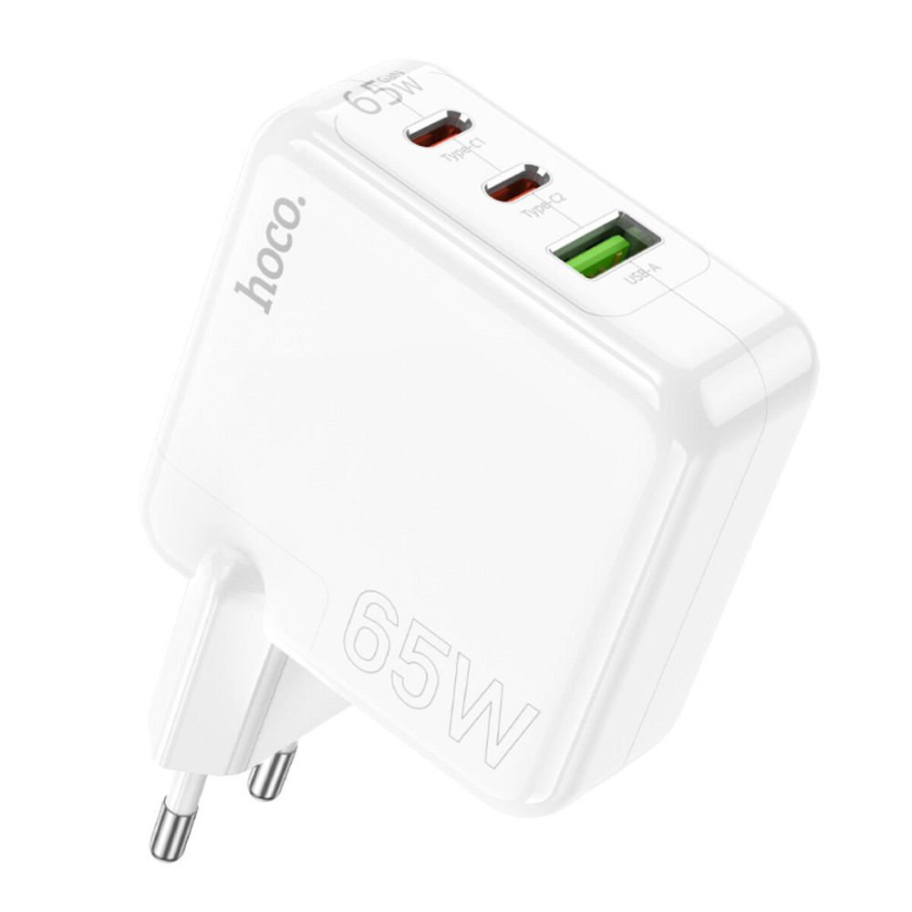 Мережевий зарядний пристрій HOCO C115A Header PD65W  GaN three-port(2C1A) charger White (6931474798312 ) Киев - изображение 1