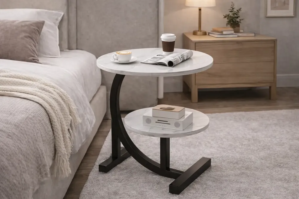 Двухъярусный мраморный кофейный столик DASH-64229 40х30х60 см Коломия - фото 2