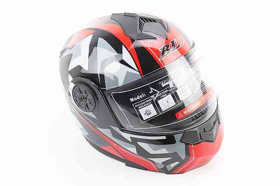 Шолом модуляр, закритий з відкидним підборіддям+відкидні окуляри BLD-159 М (57-58см), ЧОРНО-ЧЕРВОНИЙ Киев