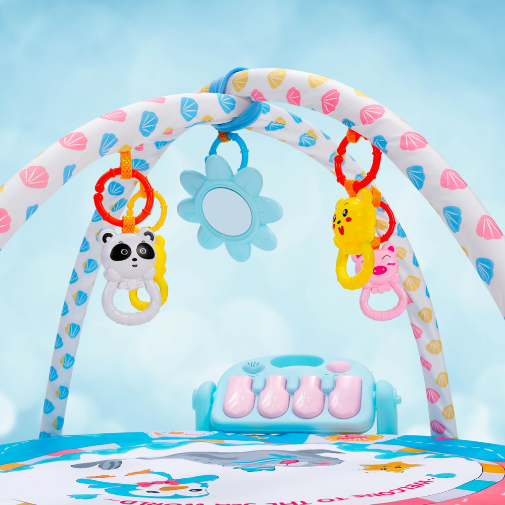 Дитячий ігровий килимок з музичним піаніно, підвісними іграшками, розвивальний килимок для дітей, різнокольоровий Кам'янець-Подільський - фото 7