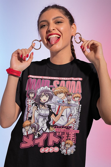 Футболка з аніме принтом Маід Сама Аніме Джапанесе оверсайз (S/M/L) Чорний AnimeJ0406 Дніпро - фото 1