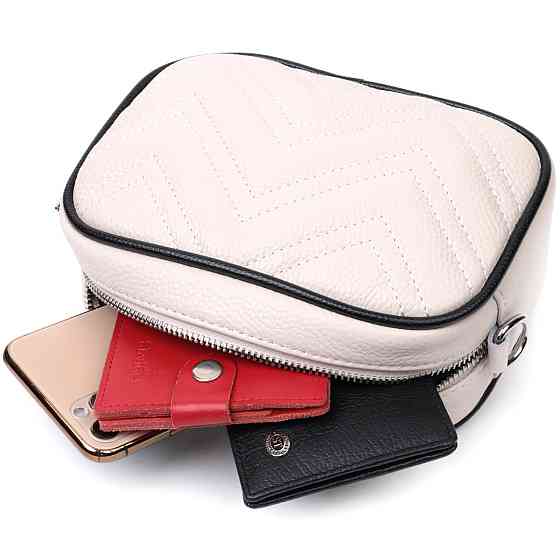 Вечірня жіноча сумка на ланцюжці із натуральної шкіри Біла (Vintage) Київ