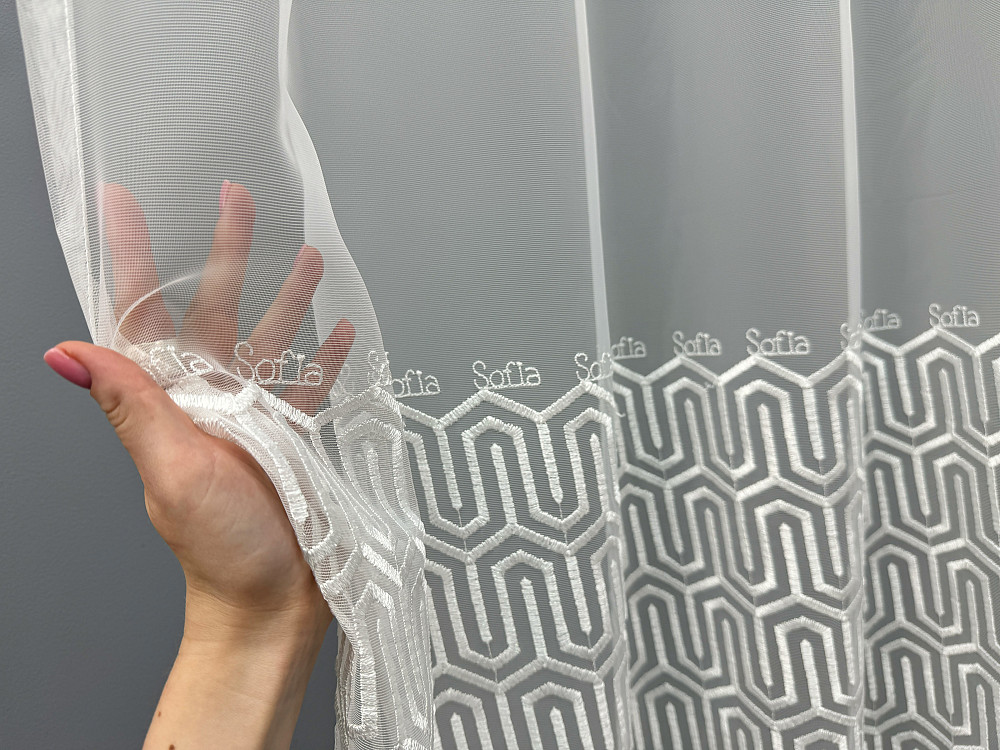 Тюль VR-Textil 1505т Фатин з вишивкою Молочний 300х270 см (40-224) Київ - фото 4