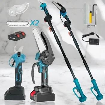 Набір 3в1 DOMOTEC: секатор, акумуляторна ланцюгова пила 6", телескопічна штанга, 68V, аксесуари Одеса - фото 1