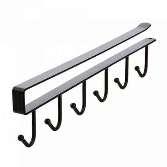 Чорна підвісна вешалка з 6 крючками для одягу та посуду Київ