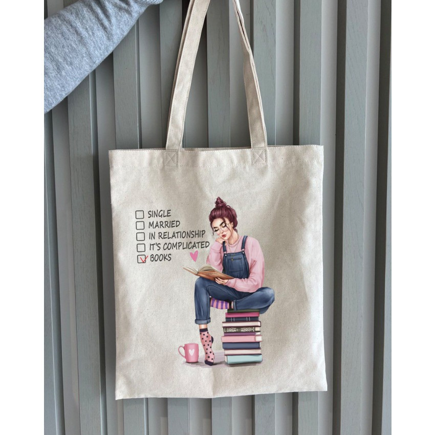 Екошопер BookOpt BK4068 "BOOKS - джерело знань" бежевий Київ - фото 3