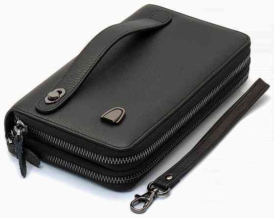 Чорний гаманець-клатч на дві блискавки з натуральної шкіри Marco Coverna B-5902B-1Q Кам'янське