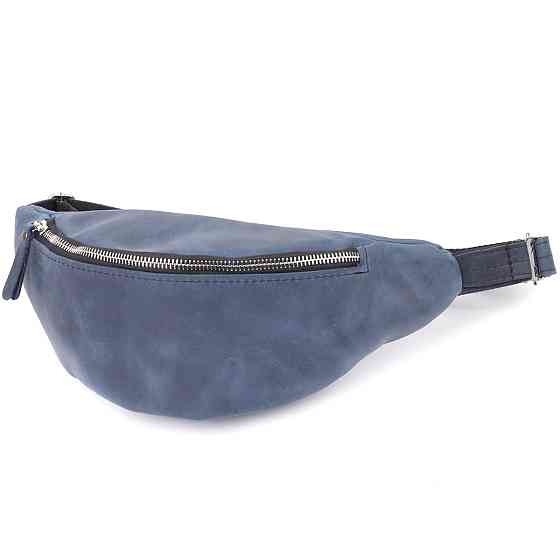 Мужская бананка отменного качества из винтажной натуральной кожи Shvigel 23141 Синий Киев