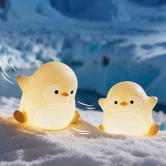 Нічник дитячий силіконовий сенсорний Пінгвін VALESO A051 для спальні акумуляторний бежевий Київ