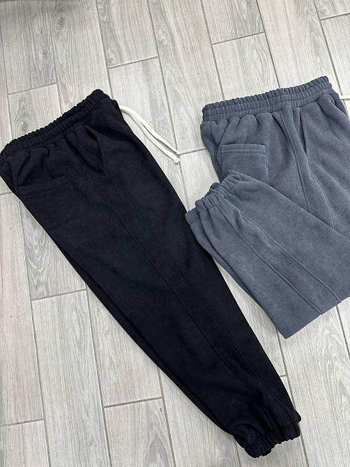 Чоловічі базові теплі штани з вельвету на флісі Чорний, 44 Одеса - фото 3