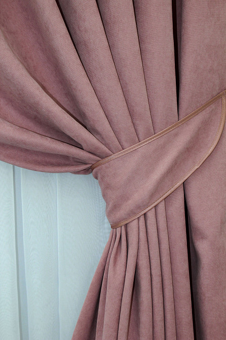 Комплект готових штор VR-Textil Мікровелюр SPARTA № 1094ш Пудровий 100х280 см 2 шт (31-909) Київ - фото 5