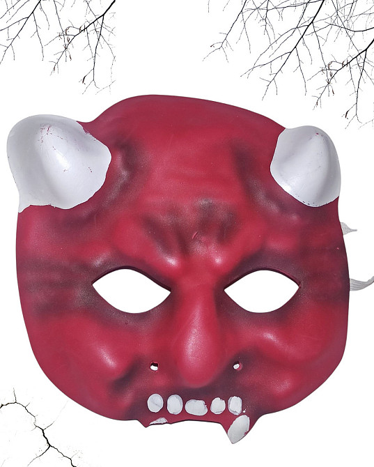Маска Чорт для Хелловін з дефектом немає одного ікла 20 на 19 см Німеччина червоний Київ - фото 1