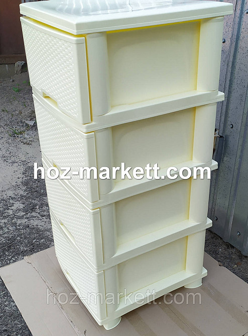 Комод плетінка на 4 ящики ротанг світло кремовий колір сливочне масло Харків - фото 3