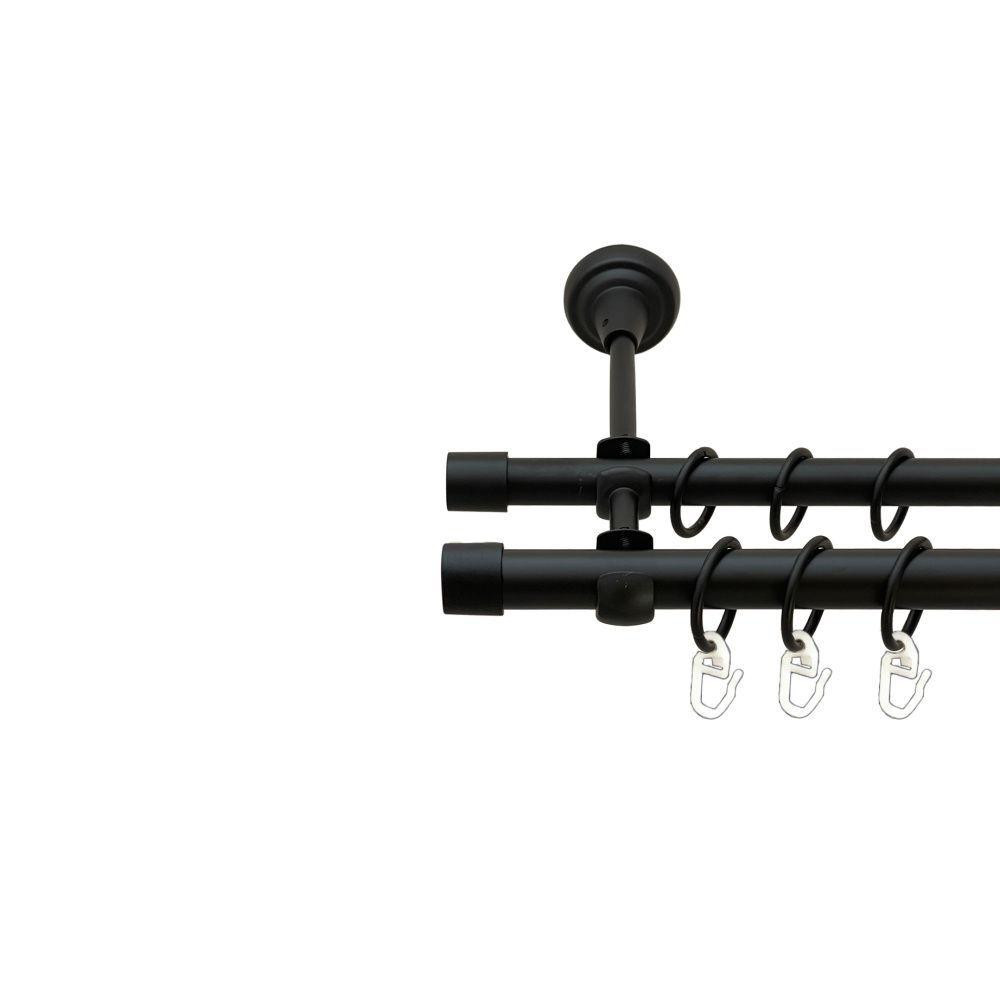 Карниз Orvit Заглушка металевий дворядний відкритий гладка труба кільце металеве Чорний Оксамит 19\16 мм 160 Львов - изображение 1