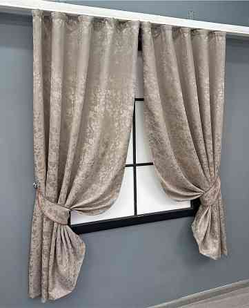 Комплект коротких штор VR-Textil Льон мармур Pavliani VO № 1717ш сіро-бежевий 130х170 см 2 шт (35-0343) Київ