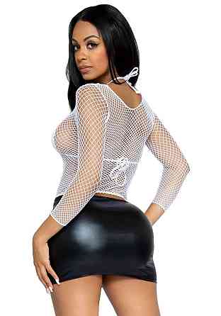 Сітчастий топ Leg Avenue Long Sleeves T-Shirts White, One Size Sex Aura Київ