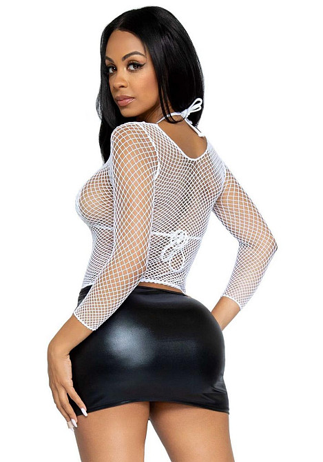Сітчастий топ Leg Avenue Long Sleeves T-Shirts White, One Size Sex Aura Київ - фото 2