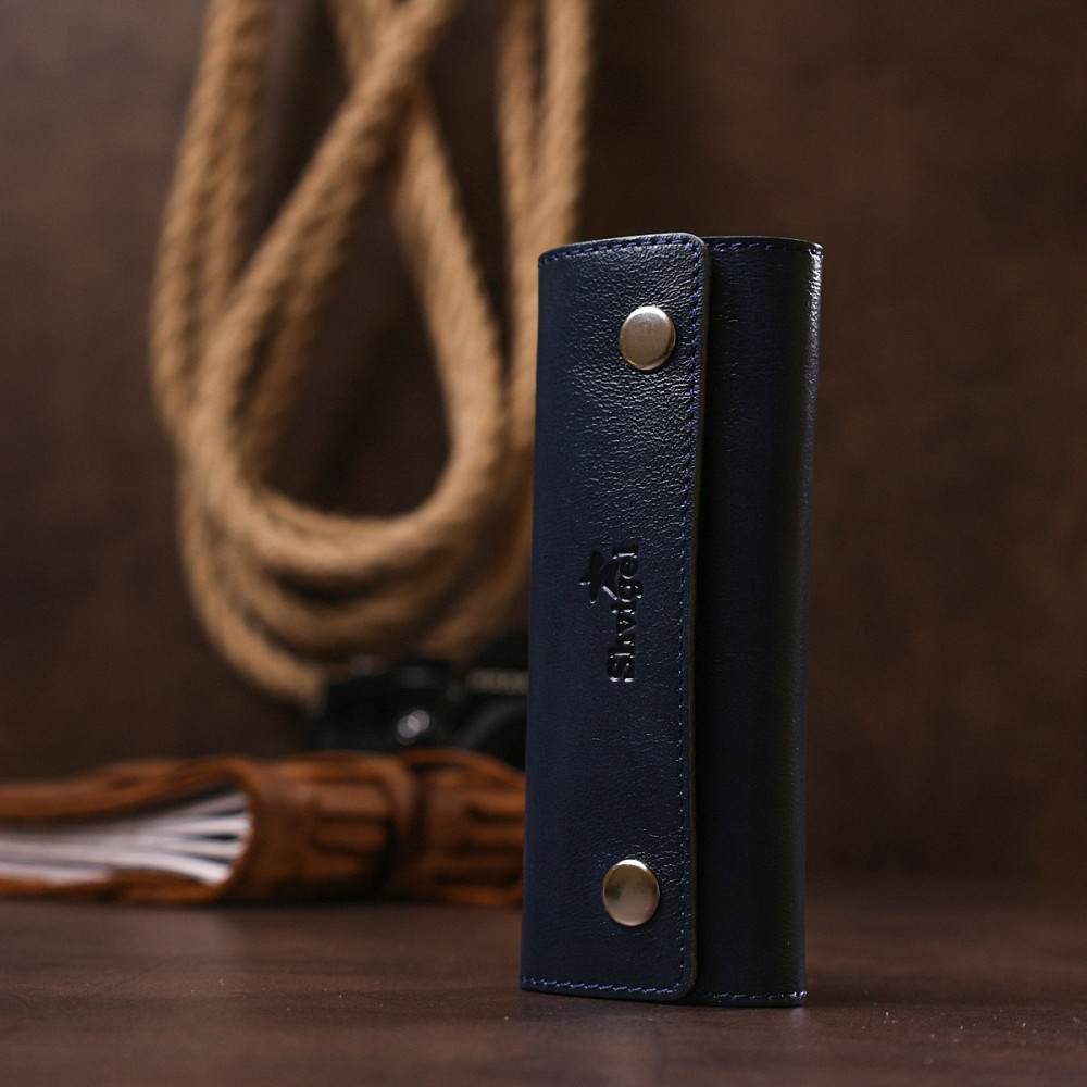 Практична шкіряна ключниця Синій (SHVIGEL) Київ - фото 3