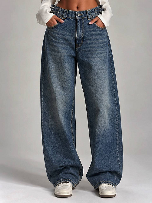 Джинси жіночі It’s Basic 2961-2W6-8 WIDE LEG baggy з регулюванням пояса сині, синій, 42, 42, 86 см, 118 см Київ - фото 1