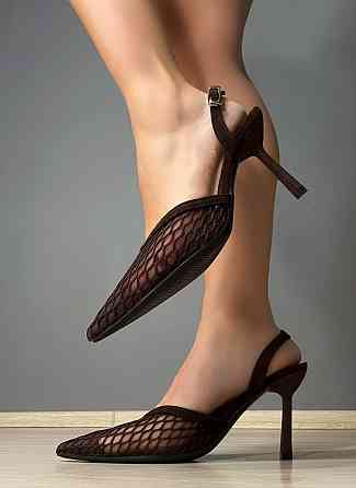 Туфли женские Meideli 2051-8 слинбеки сетка на шпильке коричневые, 35, 23 см Киев
