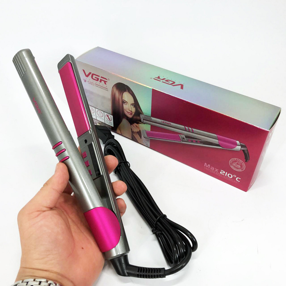 Випрямляч для будь-якого типу волосся, Ергономічна праска-випрямляч, Вирівнювальна праска для волосся AQ-58 Львів - фото 9