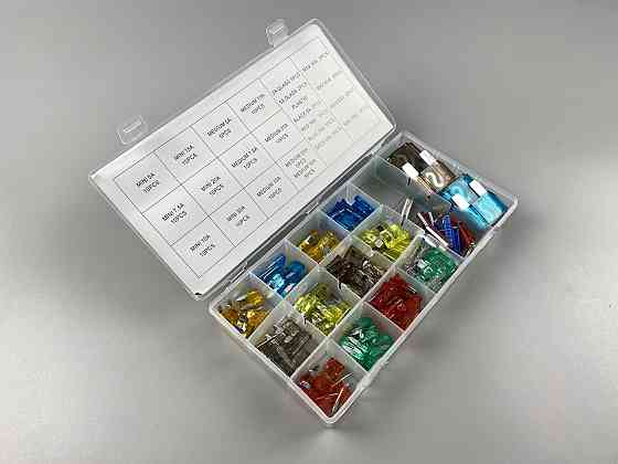 Набір запобіжників 147 шт від 5A до 70А від 5A до 70А  (mini, micro, medium, maxi, круглі скло + круглі кераміка) бокс пластиковий Мукачево