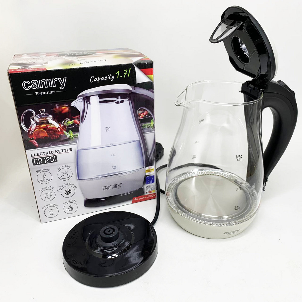 Хороший электрочайник для дома Camry CR 1251 1.7л 2000Вт, Электрочайник с контролем уровня воды TL-32 Львов - изображение 4