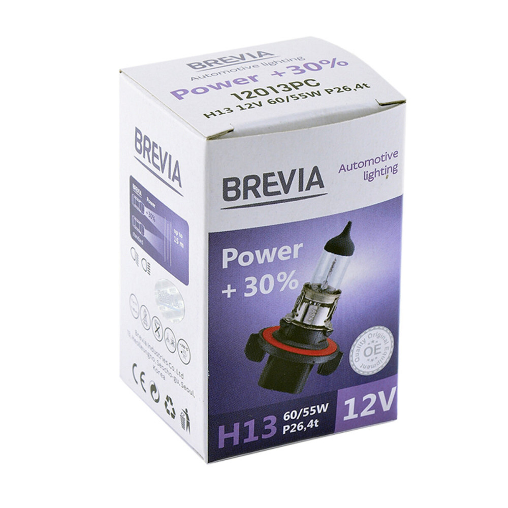 Галогенова лампа Brevia H13 12V 60/55W P26.4t Power +30% CP Киев - изображение 1