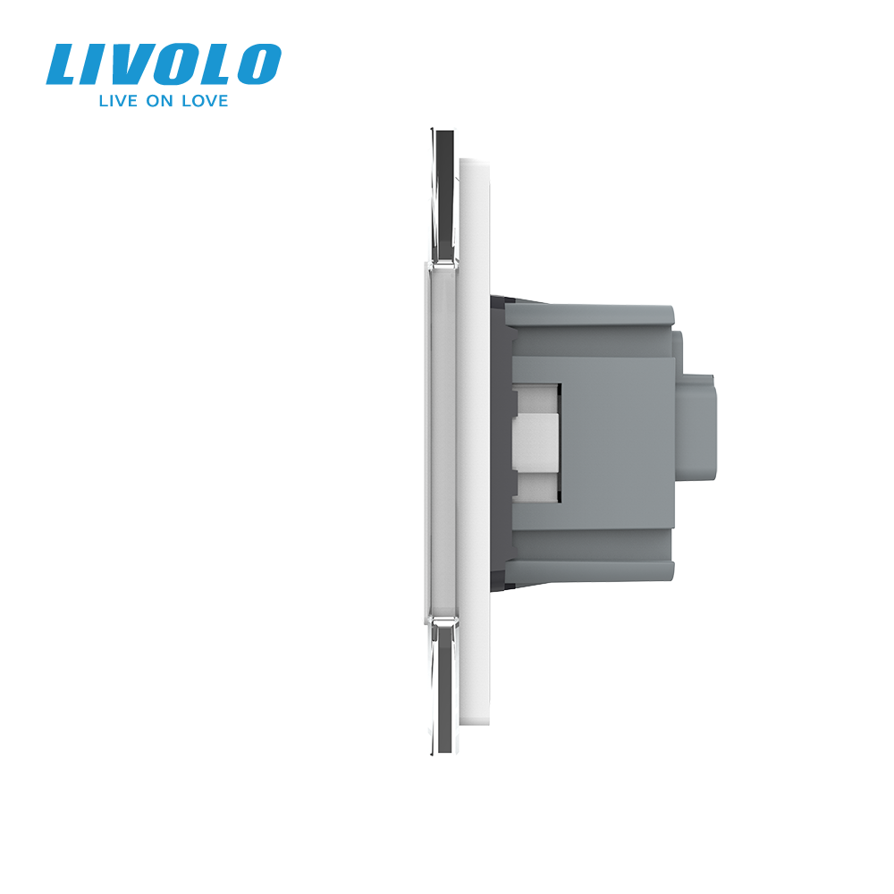 Сенсорний вимикач 1 сенсор 1 розетка Livolo білий скло (VL-C701/C7C1EU-11) Коломыя - изображение 4