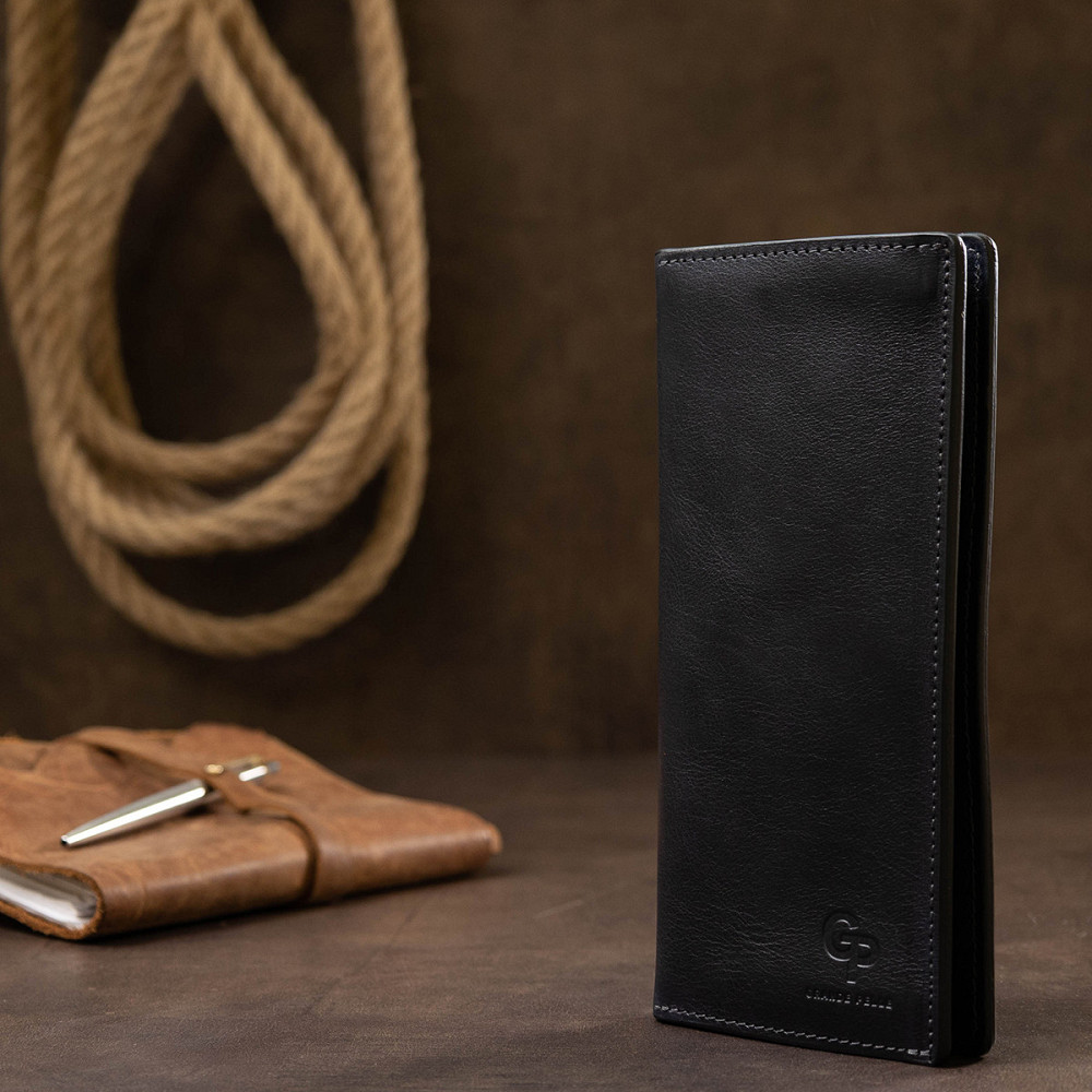 Вертикальне шкіряне портмоне унісекс GRANDE PELLE 11556 Синій Київ - фото 1