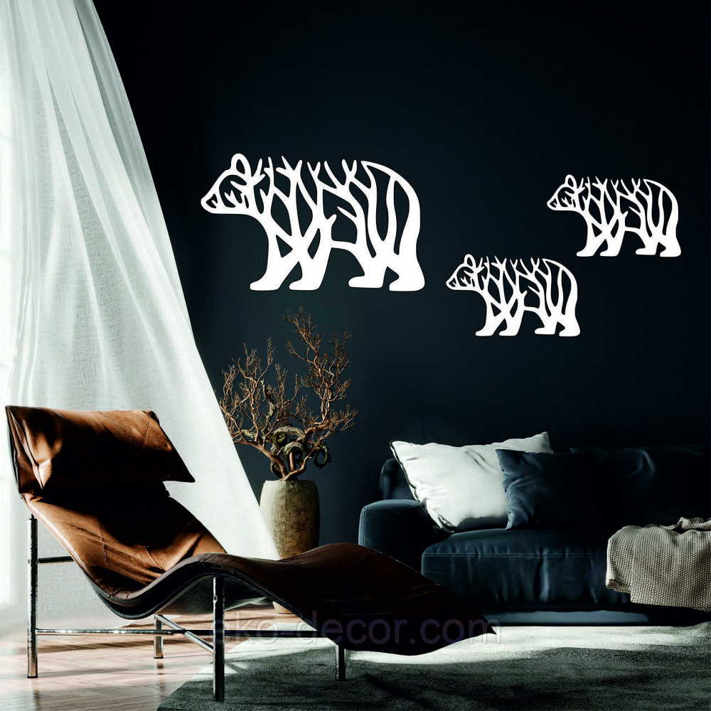 Декоративное настенное Панно «Мишки» Декор на стену Чорний, 110*67 см.-1 шт 66*40 см.-2 шт Киев - изображение 1