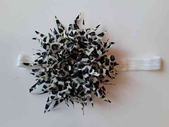 Дитяча красива пов'язка різнобарвна, леопардова - окружність 38-60см, квітка 9см Київ