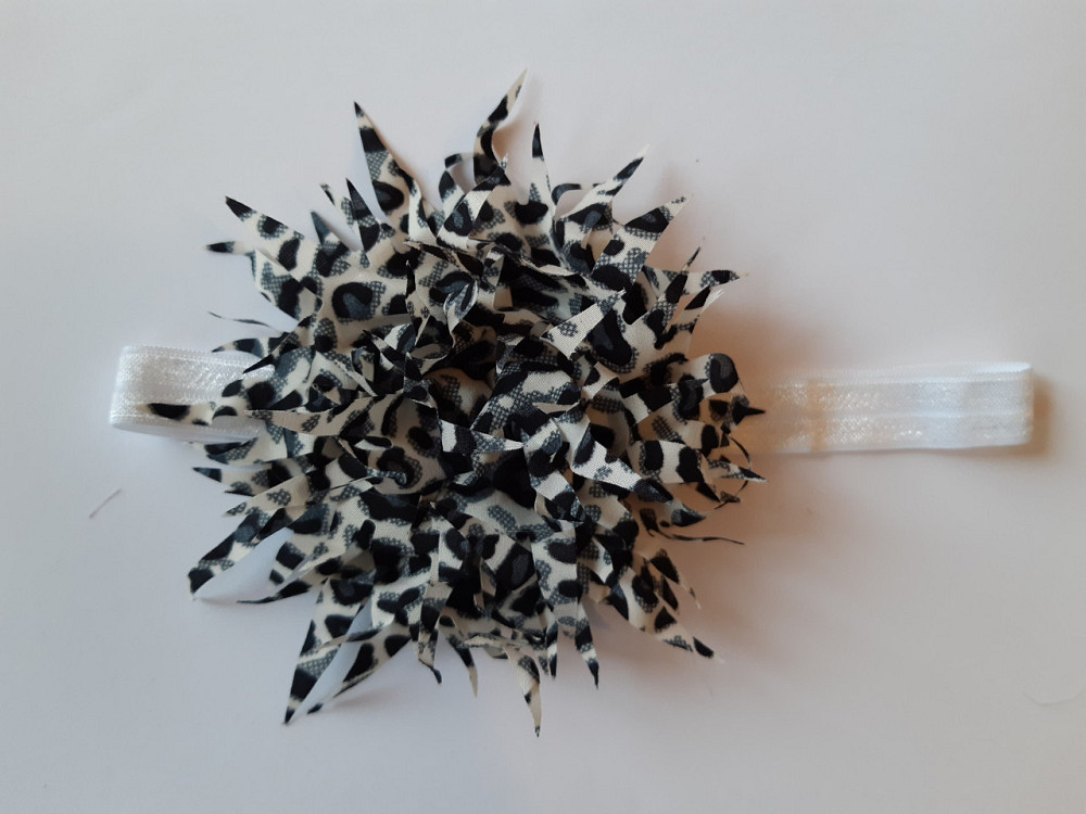 Дитяча красива пов'язка різнобарвна, леопардова - окружність 38-60см, квітка 9см Київ - фото 1