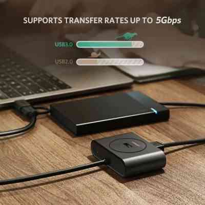 Концентратор Ugreen USB 3.0 to 4xUSB + USB-C plug 1.0m CR113 black (40850) Винница
