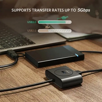 Концентратор Ugreen USB 3.0 to 4xUSB + USB-C plug 1.0m CR113 black (40850) Винница - изображение 4