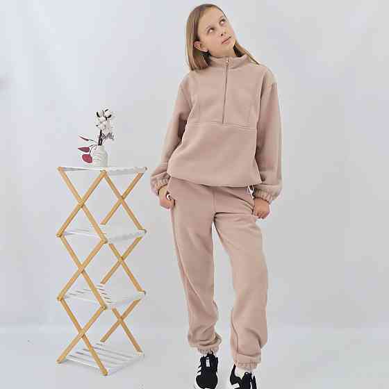 Дитячий флісовий теплий костюм на зиму (толстовка+штани)  Бежевий Кам'янець-Подільський