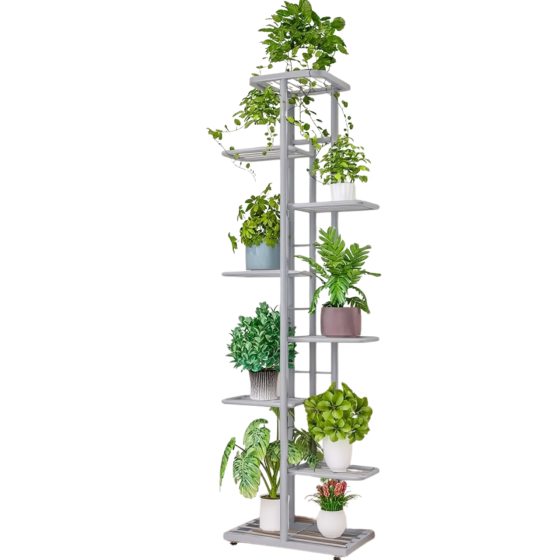 Стелаж для рослин на гумових ніжках, металевий на 9 ярусів колір чорний Кам'янець-Подільський