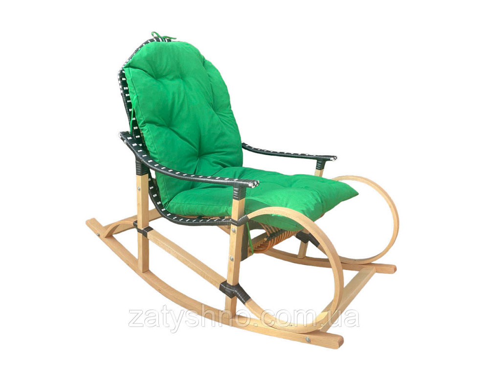 Крісло гойдалка із зеленою подушкою Київ - фото 7