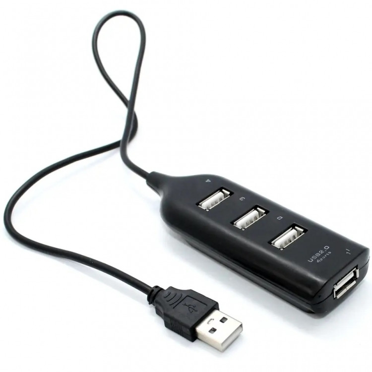Розгалужувач USB hub 2.0 хаб 4 порти чорний Вінниця - фото 1