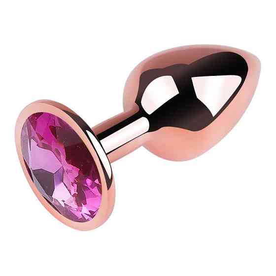 Анальная пробка с кристаллом EGZO - Rose Gold Round Plug Rose size M Sex Aura Киев
