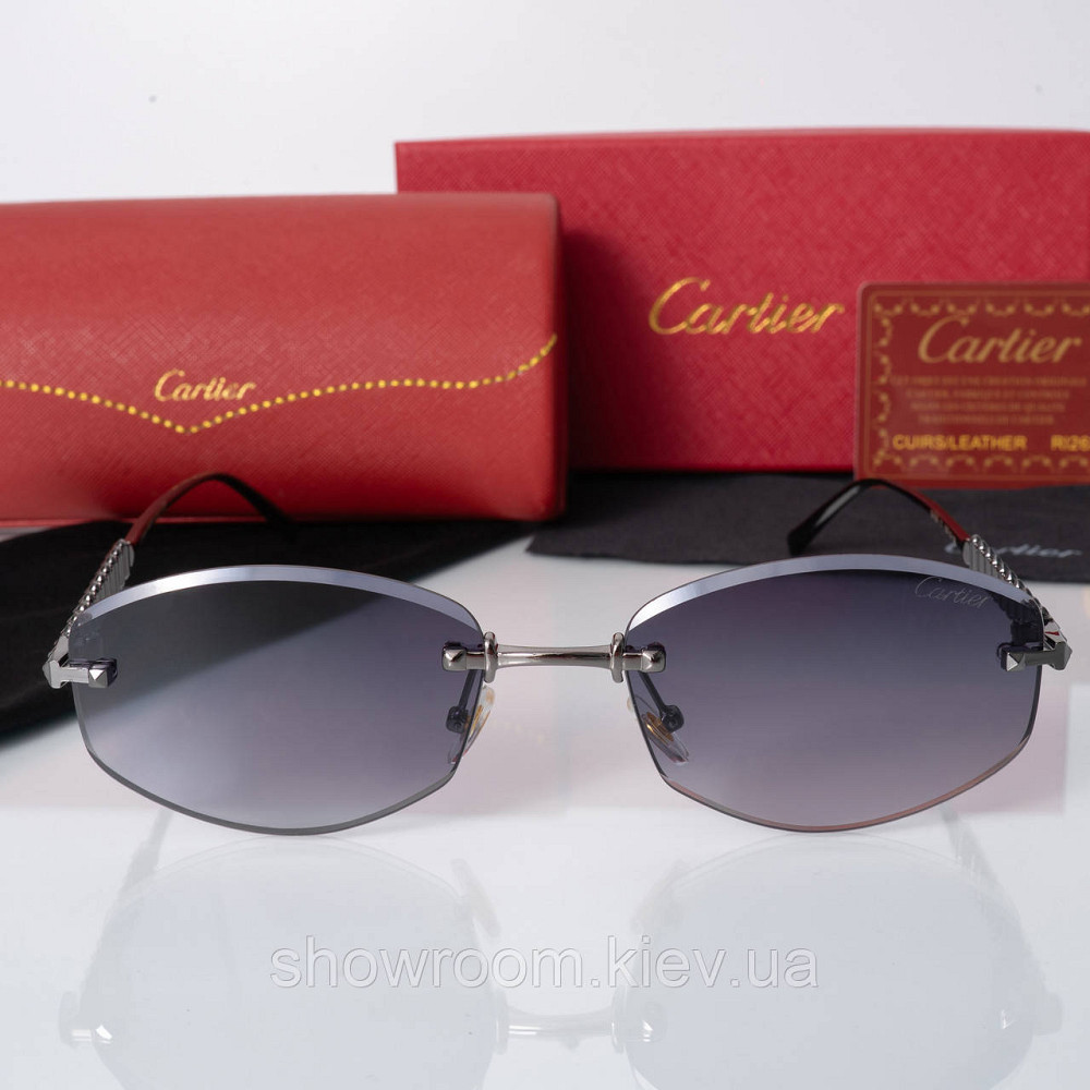 Жіночі сонцезахисні безоправні окуляри Cartier (803) silver Київ - фото 2