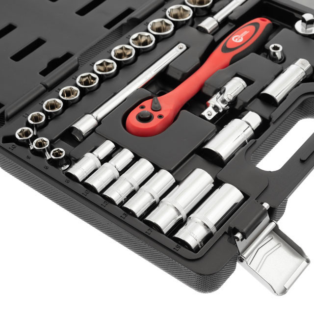 Набір інструментів, проф., 3/8", Cr-V, 39 од., головки: 8-22 мм, біти 11 од., кейс INTERTOOL ET-6039 Київ - фото 16