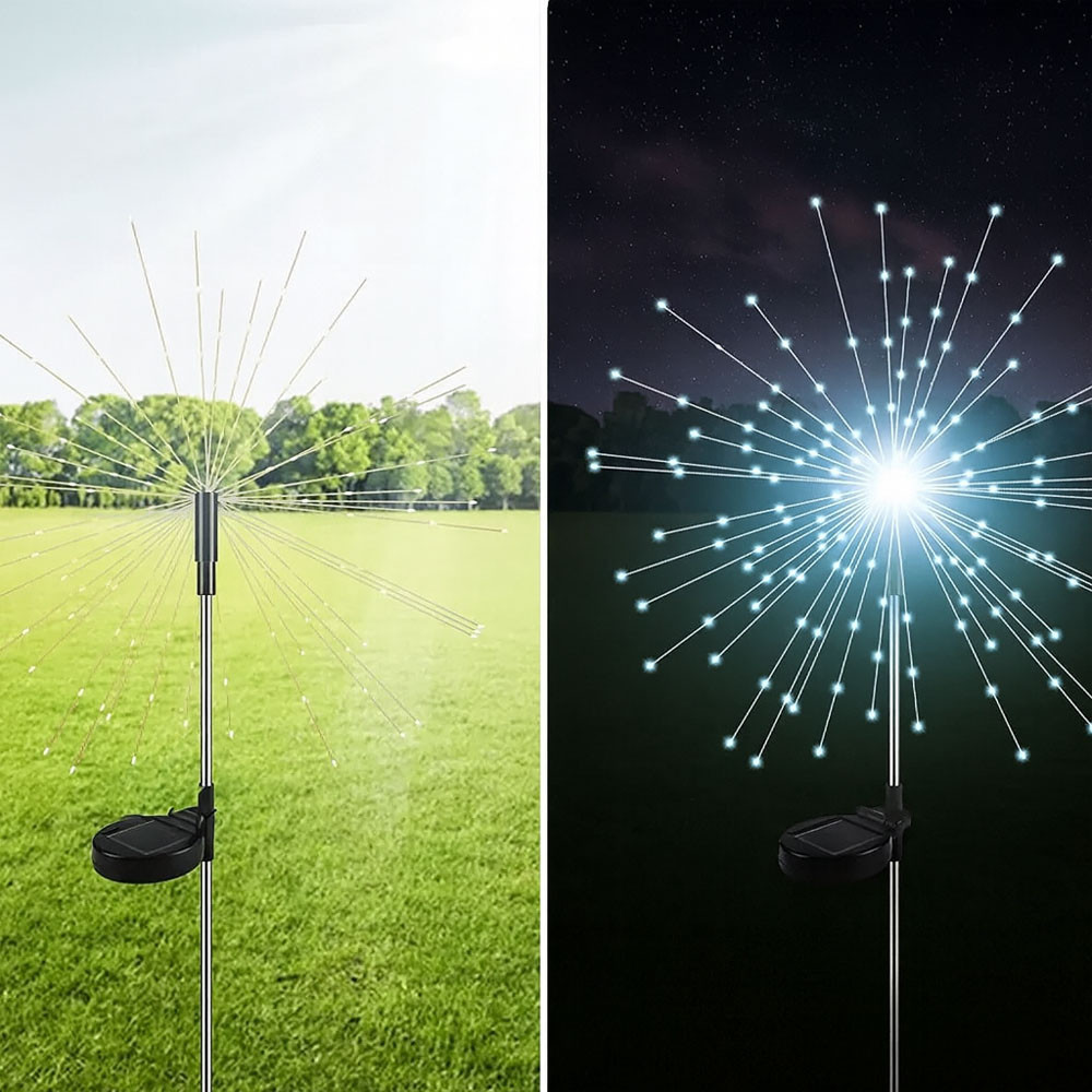 2 шт Садовий світильник Феєрверк на сонячній батареї 90LED,95см,Біле світло SBR Київ - фото 9