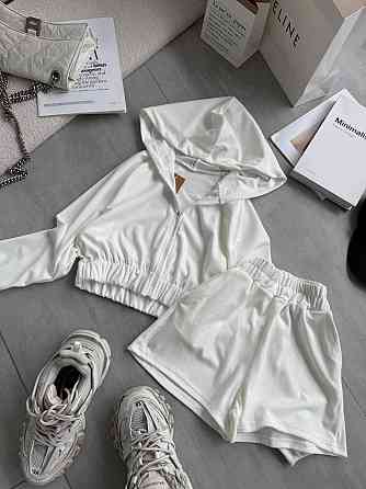 Женский стильный повседневный велюровый костюм Белый, 44/46 Одесса