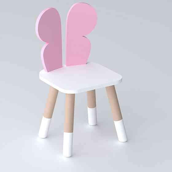 Дитячий стільчик метелик 26.5х26х25см, стілець у дівчачу кімнату, білий з рожевим Київ