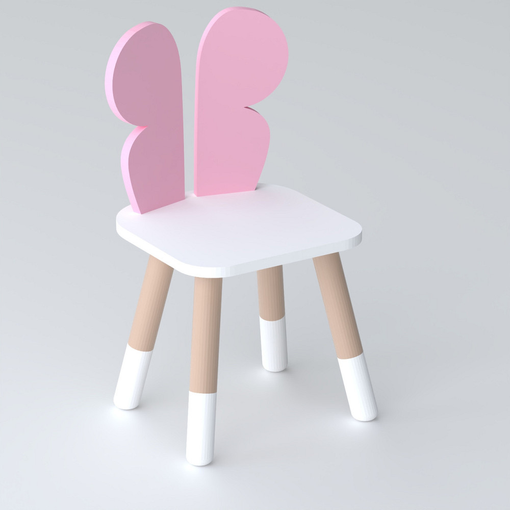 Дитячий стільчик метелик 26.5х26х25см, стілець у дівчачу кімнату, білий з рожевим Київ - фото 1