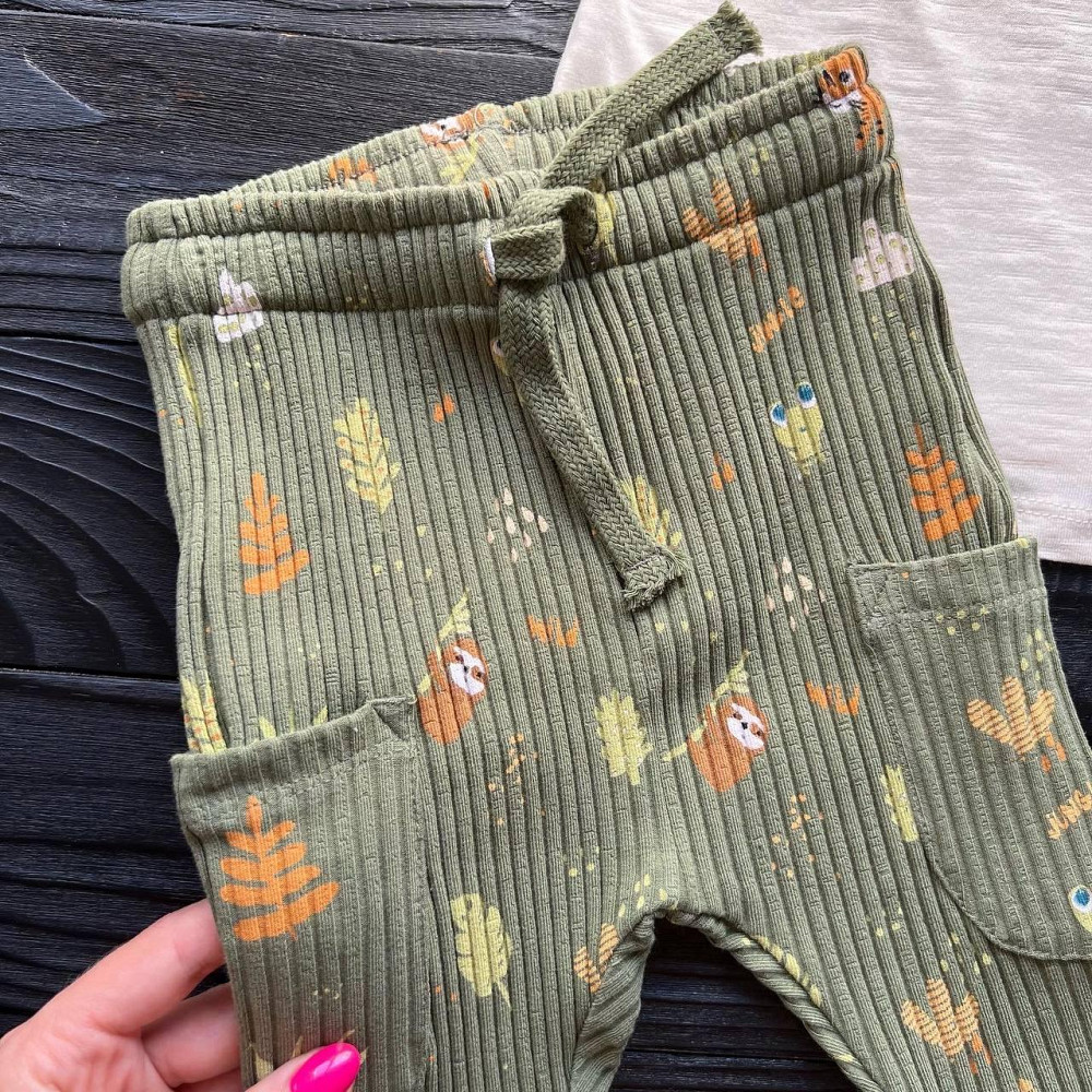 Дитячий Костюм Футболка (Беж) та Штани(з Принтом) Для Хлопчика LC Waikiki 18-24міс (86-92см) Київ - фото 5